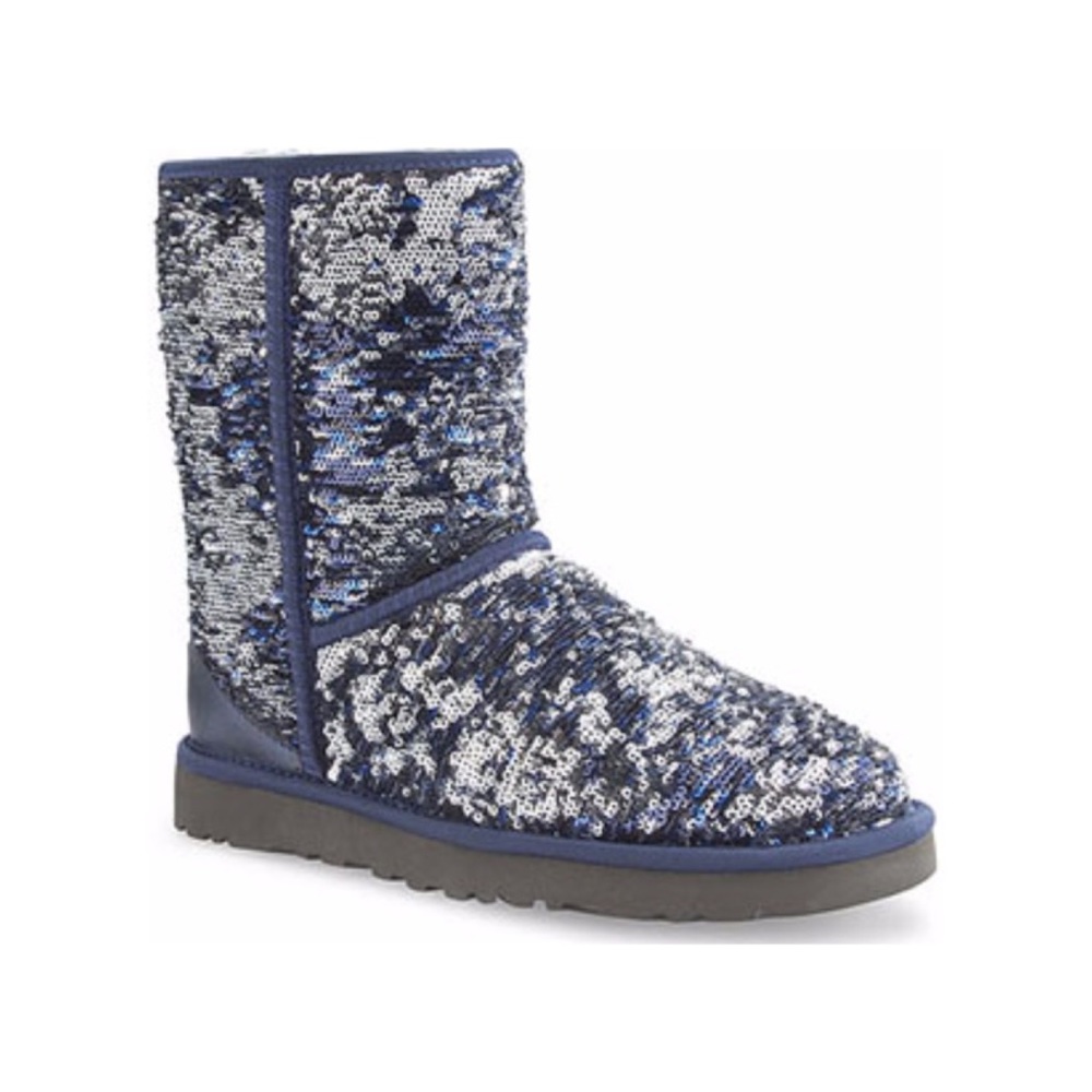 UGG | Navy Blue & Silver Reversible Sequin Classic Short Uggs